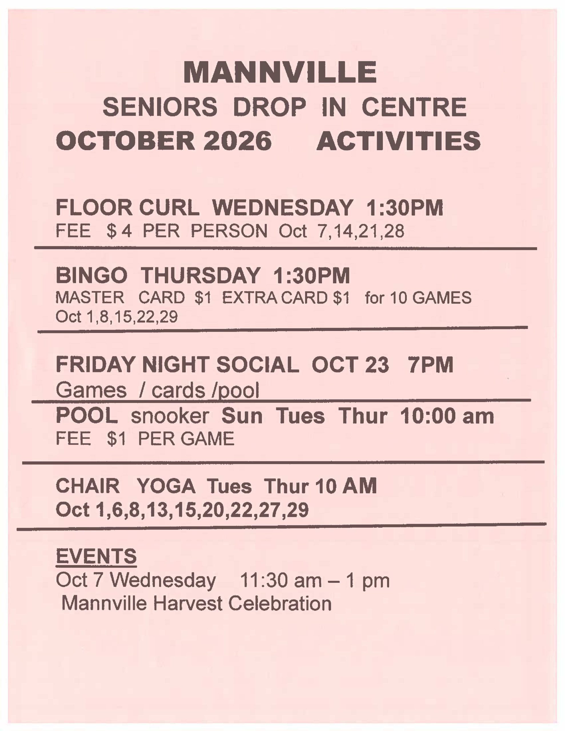Mannville Senior Drop in Centre